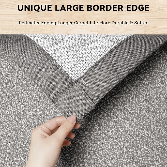 Washable Hallway Runner Rug 2x5 Jute Like Kitchen Runner Mat Rugs Non Slip, Woven Soft Entryway Farmhouse Runner Boho Floor Carpet for Indoor Laundry Hall Backdoor Bedroom Living Room, Grey