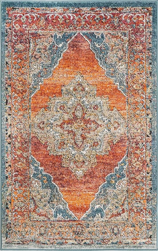 Unique Loom Isabella Collection Area Rug - Rossellini (3' 3" x 5' 3" Rectangle, Rust Red/ Beige)