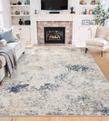5x8 Washable Area Rugs - Modern Abstract Rugs for Living Room Non-Slip Low Pile Soft Machine Washable Carpet for Bedroom, Dining Room, Nursery, Home Office, Farmhouse (5'x8' Beige Blue)