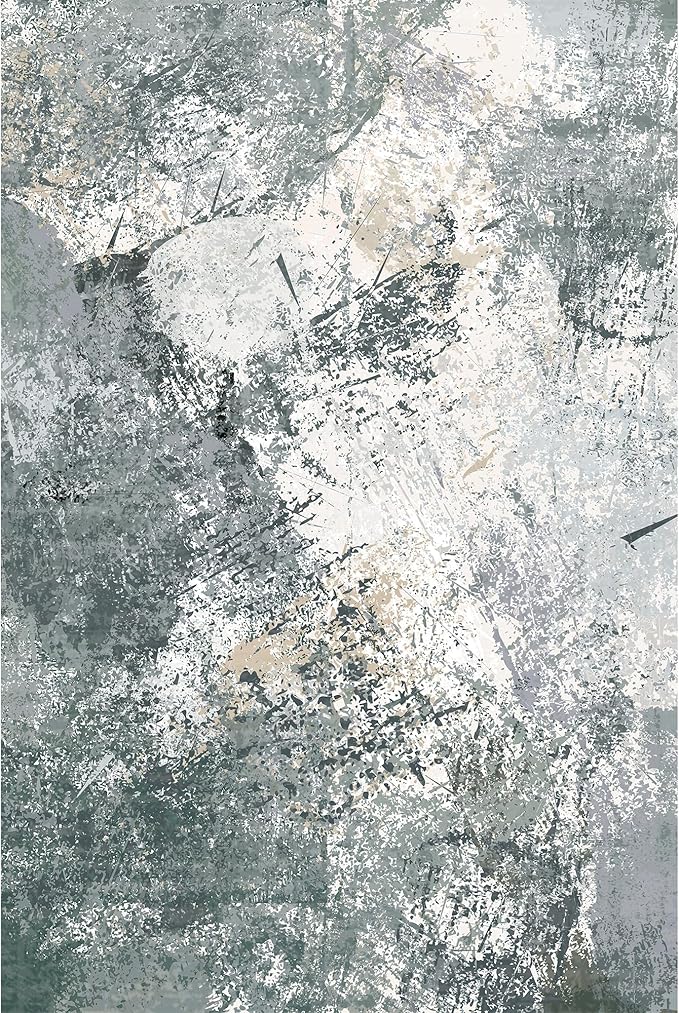 Arbosofe Modern Abstract Rug for Living Room, 6'x9' Washable Area Rug with Non-Slip Backing & Short Pile, Large Carpet with Abstract Pattern for Living Room Bedroom and Dining Floor Carpet Grey
