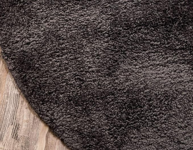 Unique Loom Solo Collection Area Rug - Calabasas (6' 1" Round, Charcoal/ Black)