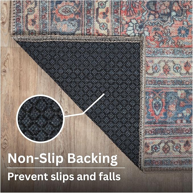 Bloom Rugs Washable Non-Slip 2' x 3' Rug - Multicolor Traditional Medallion Area Rug for Living Room, Bedroom, Dining Room, and Kitchen - Exact Size: 2' x 3'