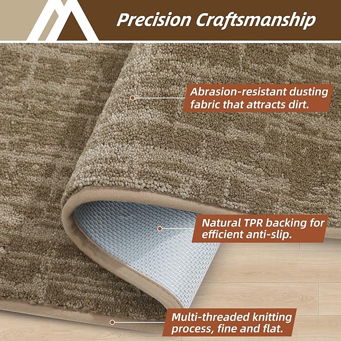 COSY HOMEER-Dirt-Trapper-Door-Mat 32"x48" Non-Slip Entryway Rugs Washable Welcome Mat Absorbent Entrance Mats Low Pile Dog Door Mats for Front Back Doomats and Wet Shoes,Taupe