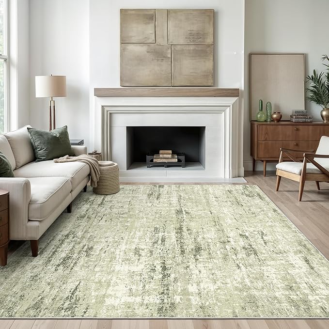 Valenrug Washable Rug 4x6 - Stain Resistant 4x6 Area Rugs for Living Room, Non Slip Backing Printed Rugs for Bedroom, Folable Machine Washable Area Rug(4'x6', Green)