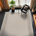 CAMILSON Easy Jute Rug 6x9, Indoor Outdoor Off-White Color Fiber Area Rugs for Entry, Living Room and Farmhouse Rug, Bordered Boho Woven Design, Easy-Cleaning, Washable Outside Carpet (6 x 9)