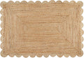 Savi Home Scalloped Jute Rug 4'x6' – Handwoven Natural Area Rug, Farmhouse Boho Style, Eco-Friendly Reversible Carpet for Living Room, Bedroom, Entryway, Dining Room Décor