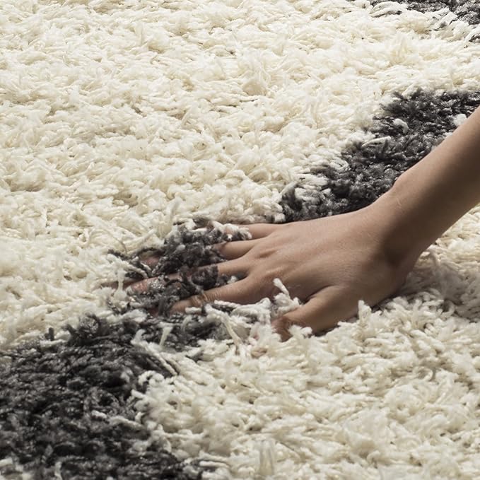SAFAVIEH Area Rug 8x10 - Dallas Shag Collection - Large - Ivory & Dark Grey, Trellis Pattern, Non-Shedding & Easy Cleaning, Plush Thick Pile, Ideal for Living Room, Bedroom, Dining Space (SGD257H)