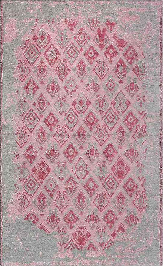 Alfa Rich 3x5 Pink Gray Reversible Washable Area Rugs for Living Room Bedroom Kitchen Decor Runner
