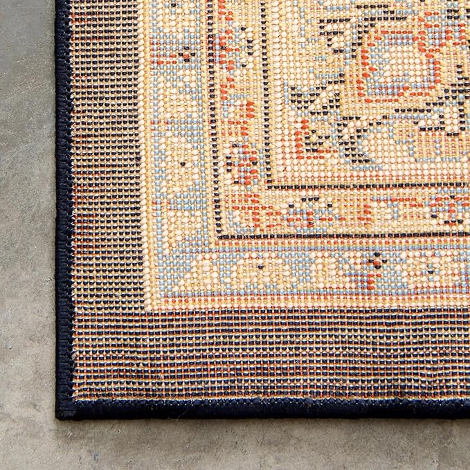 Unique Loom Sialk Hill Collection Area Rug - Washington (2' 11" x 16' 5" Runner Navy Blue/Cream)