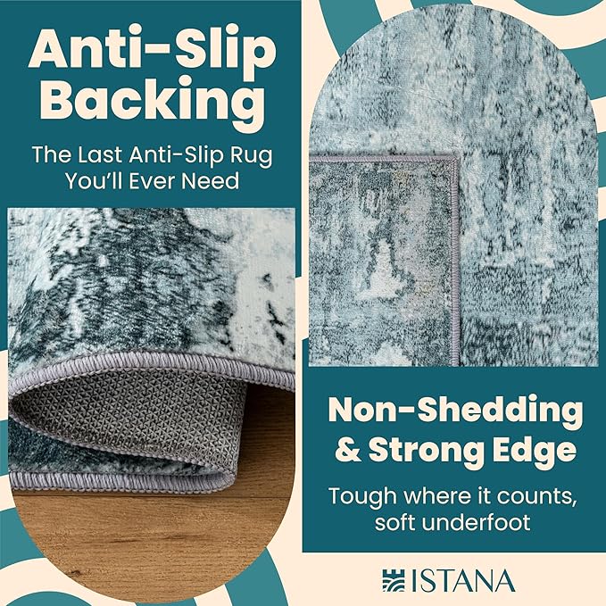 Istana 9x12 Area Rug - Blue 9 x 12 Area Rugs for Living Room - Foldable 9x12 Rugs for Bedroom/Living Room Rug - Stain Resistant Washable Rugs - Eco-Friendly Area Rugs