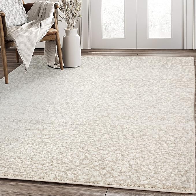 Abani Beige Cheetah Print Area Rug Rugs, Arto Collection - Contemporary Durable Accent Rug (8'11"'x12')
