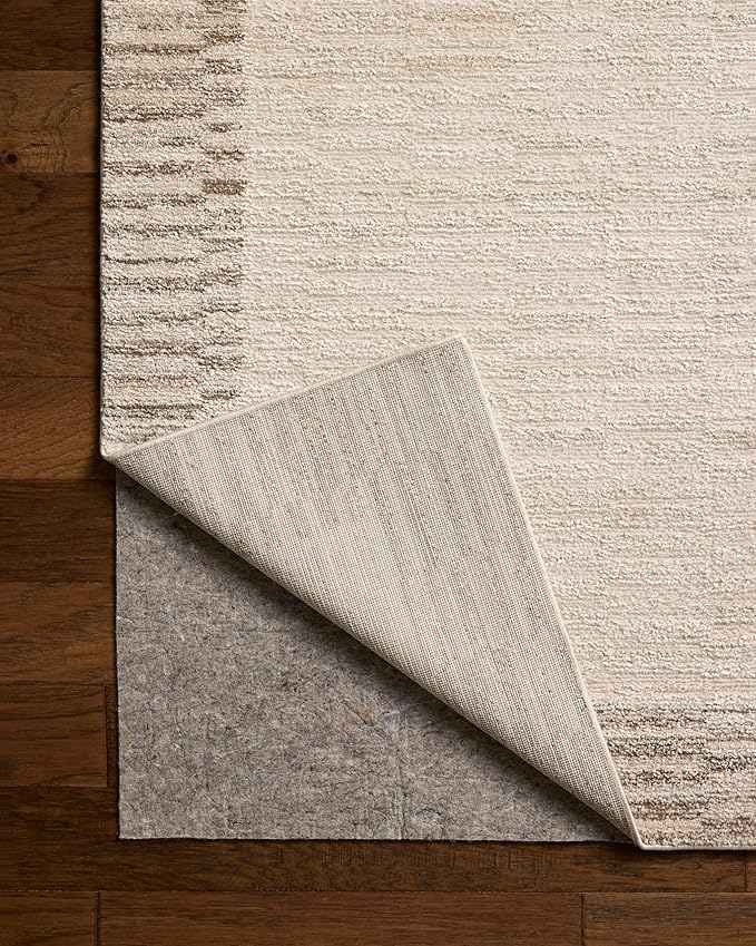 Loloi Chris Loves Julia Calvin Collection CLV-04 Ivory/Pebble 11'-6" x 15'-7" Area Rug Checkered Neutral Soft Living Room Bedroom Carpet