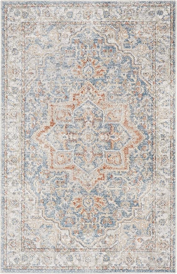 Nourison Home Astra Machine Washable Denim Multicolor 3'3" x 5' Area Rug - Easy Clean, Non Shedding, Bed Room, Living Room, Dining Room, Kitchen (3' x 5')