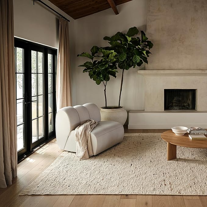 Rugs USA Juju Ivory/Grey, 7'6" x 9'6", Handmade, Diamond Trellis, Wool, Soft and Cozy, High Traffic, Stain Resistant, Easy Clean, Durable Area Rug for Bedroom, Living Room, Dining, Foyer, Entryway