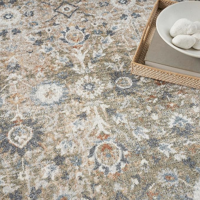 Nourison Home Astra Machine Washable Gold Grey 5'3" x 7' Area Rug - Easy Clean, Non Shedding, Bed Room, Living Room, Dining Room, Kitchen (5' x 7')