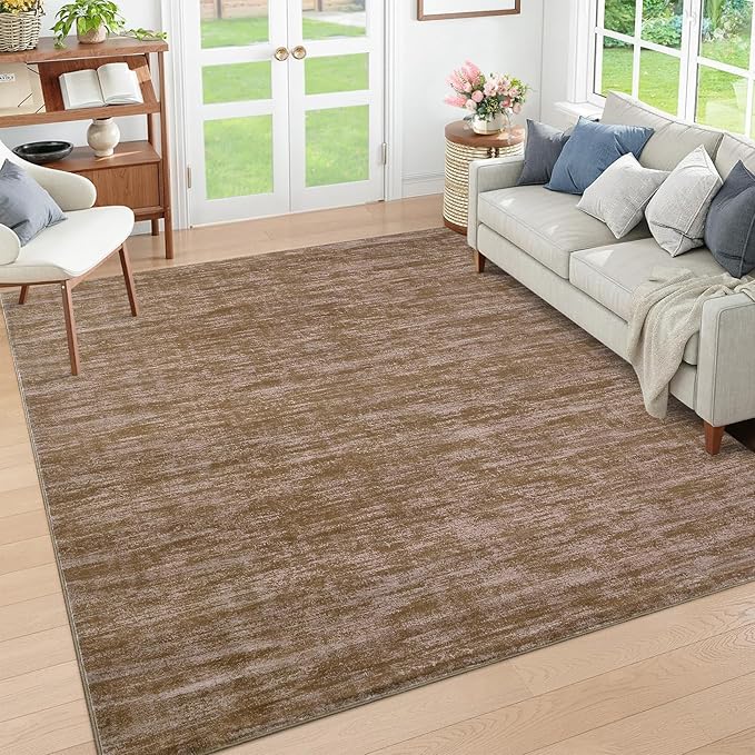 RUGSREAL 3x5 Bedroom Area Rug Solid Color Small Living Room Throw Rug Washable Area Rug Modern Contemporary Rug with Rubber Backing Throw Indoor Carpet for Living Room Bedroom Kids Room, 3' x 5' Taupe