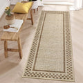 GarveeHome Kitchen Runner Rug Washable Runner Rug 2x6 for Hallway Non Slip Soft Throw Runner Carpet Modern Bordered Bathroom Mat Low Pile Checkered Runner Rugs for Bedroom Living Room Entry, Taupe