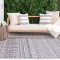 FH Home Flat Woven Outdoor Rug - Waterproof, Easy to Clean, Stain Resistant - Premium Polypropylene Yarn - Boho Moroccan - Large Patio, Deck, Sunroom - Dakar - Charcoal - 7ft 10in x 10ft 9in