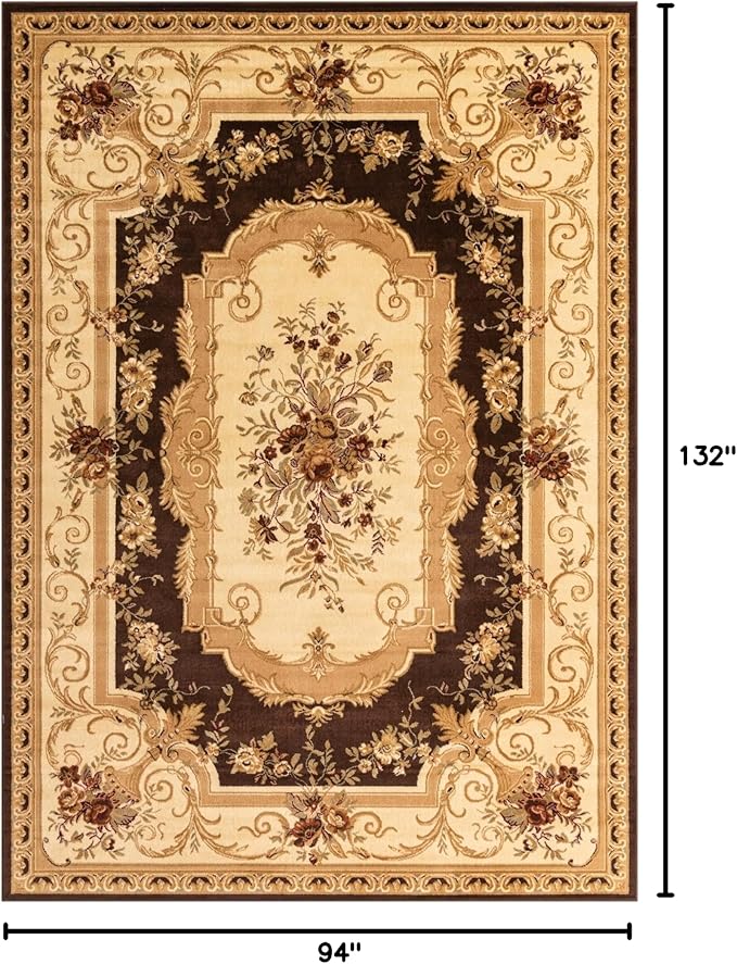Rugs.com Chateau Collection Rug – 7' 10 x 11' Brown Medium Rug Perfect for Living Rooms, Large Dining Rooms, Open Floorplans