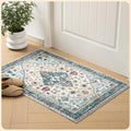 Istana Area Rug 2x4 - White Cream & Blue 2x4 Washable Rug Non Slip - Pet Friendly Living Room Rug - Non Shedding Washable Rugs for Bedroom - Foldable Bathroom Rugs