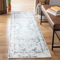 Bloom Rugs Washable Non-Slip 7 ft Runner - Beige/Blue Traditional Runner for Entryway, Hallway, Bathroom, and Kitchen - Exact Size: 2.5' x 7'