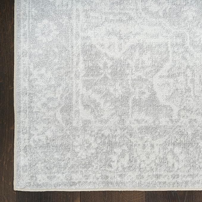 Nourison Home Astra Machine Washable Grey 2' x 6' Area Rug - Easy Clean, Non Shedding, Bed Room, Living Room, Dining Room, Kitchen (6' Runner)