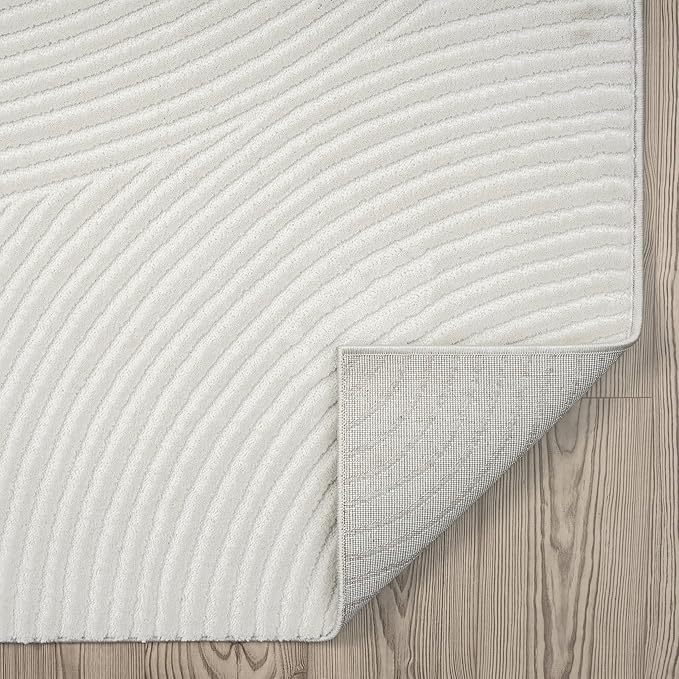 Abani Cream Area Rug 12' x 15' for Living Room, Bedroom, Dining Room - Zen Reiki Circles Pattern - Durable & East to Clean