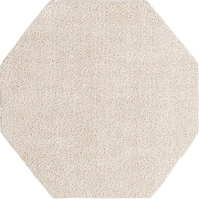Unique Loom Solo Collection Area Rug - Calabasas (5' 3" Octagon, Ivory)