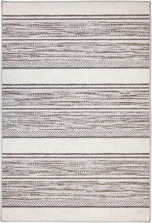 Dash & Albert Ellington Stripe Grey Machine Washable Rug, 2 X 3 Feet, Grey Stripe Pattern