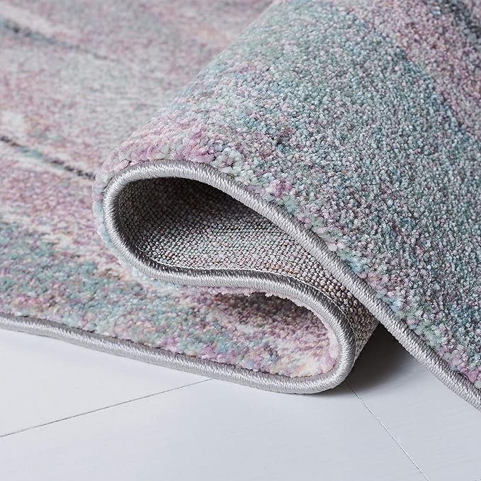 SAFAVIEH Glacier Collection Runner Rug - 2'3" x 10', Pink & Blue, Modern Abstract Design, Non-Shedding & Easy Care, Ideal for High Traffic Areas in Living Room, Bedroom (GLA126U)