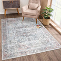Bloom Rugs Washable Non-Slip 9' x 12' Rug - Light Pink/Light Blue Traditional Medallion Area Rug for Living Room, Bedroom, Dining Room, and Kitchen - Exact Size: 9' x 12'