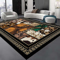 Floral Tropical Patchwork Area Rug 7x9ft, Vintage Black & Brown Country Carpet, Low Pile Non-Slip Mat for Cozy Bedroom, Dining Room, Farmhouse Decor