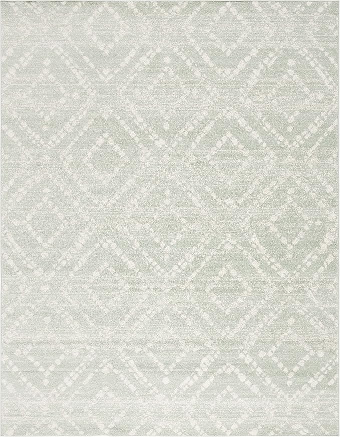 SAFAVIEH Adirondack Collection Area Rug - 6' x 9', Green & Ivory, Modern Diamond Distressed Design, Non-Shedding & Easy Care, Ideal for High Traffic Areas in Living Room, Bedroom (ADR131Y)