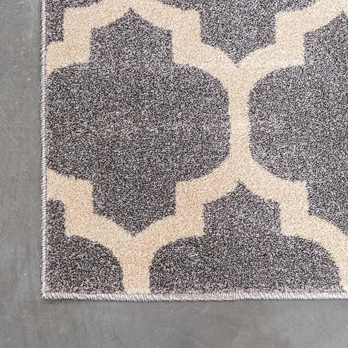 Rugs.com Lattice Collection Rug – 9' x 12' Dark Gray Medium Rug Perfect for Living Rooms, Large Dining Rooms, Open Floorplans