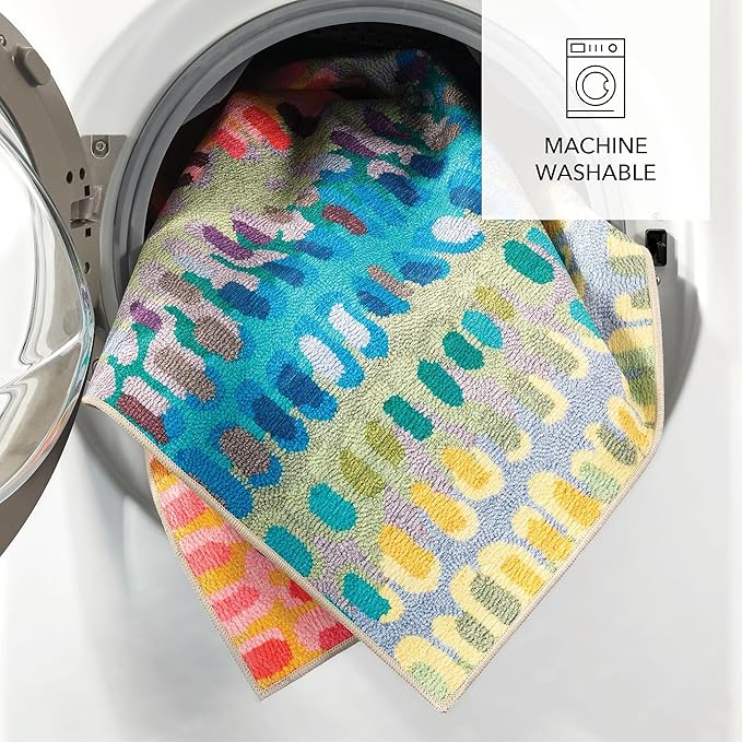 Dash and Albert Paint Chip Machine Washable Area Rug - 3' x 5' Multicolor - Geometric Accent Rug - Anti-Slip Backing, Lightweight, Machine Washable, High Traffic Areas Kitchen, Mudroom, Laundry Room