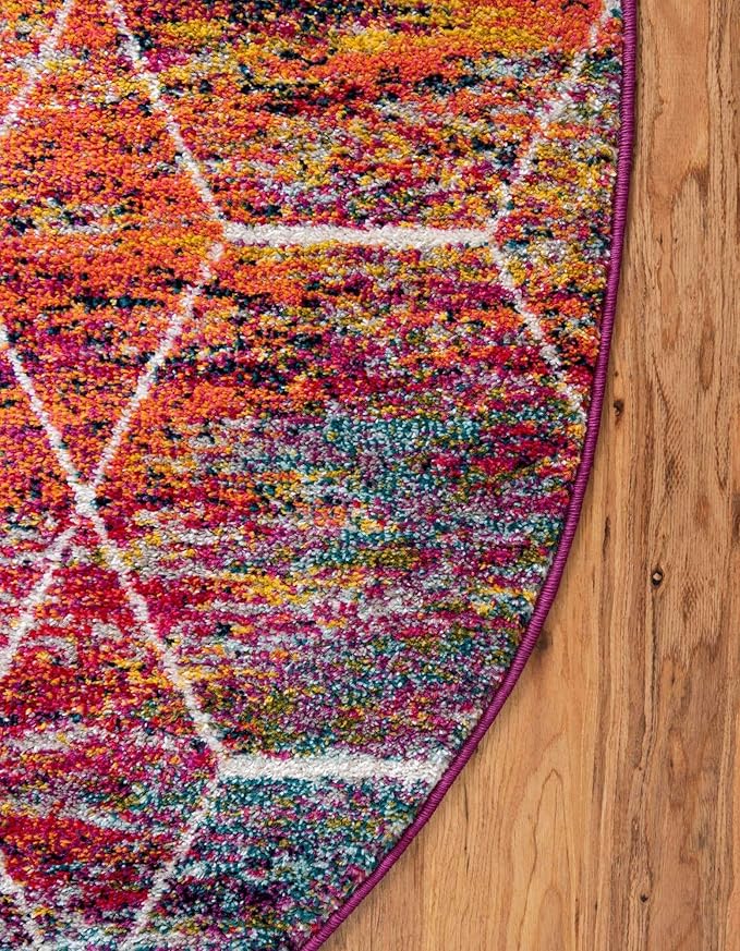 Unique Loom Trellis Frieze Collection Area Rug - Geometric (5' x 8' Oval, Multi/ Ivory)