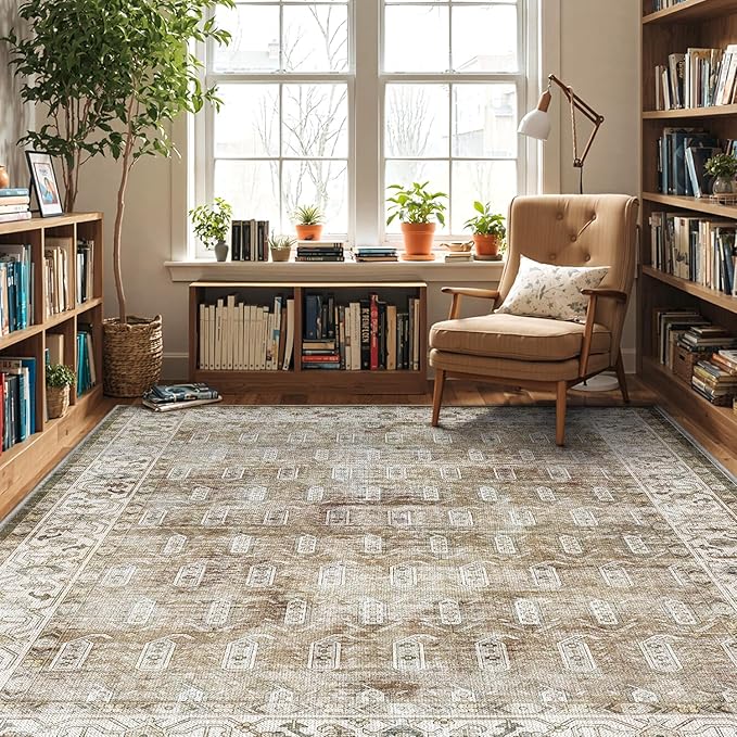 LUMI 5x8 Washable Area Rug for Living Room, Ultra Soft Traditional Vintage Rugs Non Slip with Rubber Backing, Low Profile, High Traffic, Stain Resistant Carpets, Ideal for Bedroom, Dining Room, Indoor