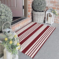 KOZYFLY Striped Outdoor Rug Red and White 27.5x43 Inches Front Door Rug Christmas Woven Area Rug Washable Indoor Doormats Entrance Mat for Holiday Kitchen Entryway Patio Front Porch