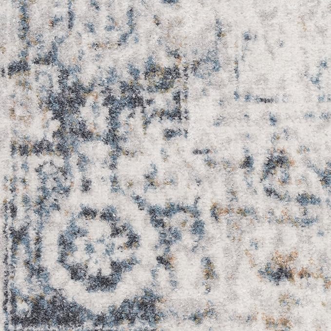Nourison Home Astra Machine Washable Ivory Blue 6'7" x 9' Area Rug - Easy Clean, Non Shedding, Bed Room, Living Room, Dining Room, Kitchen (7' x 9')