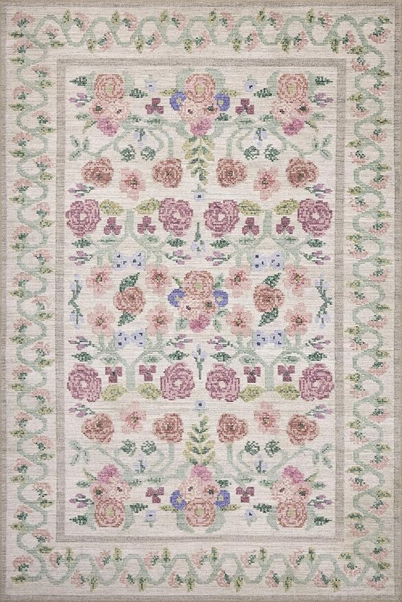 Loloi Rifle Paper Co. Rosa Collection RSA-01 Ivory 2'-6" x 7'-6" Runner Rug
