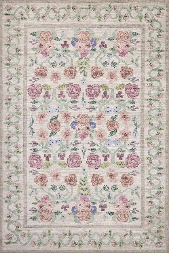 Loloi Rifle Paper Co. Rosa Collection RSA-01 Ivory 3'-9" x 5'-6" Accent Rug