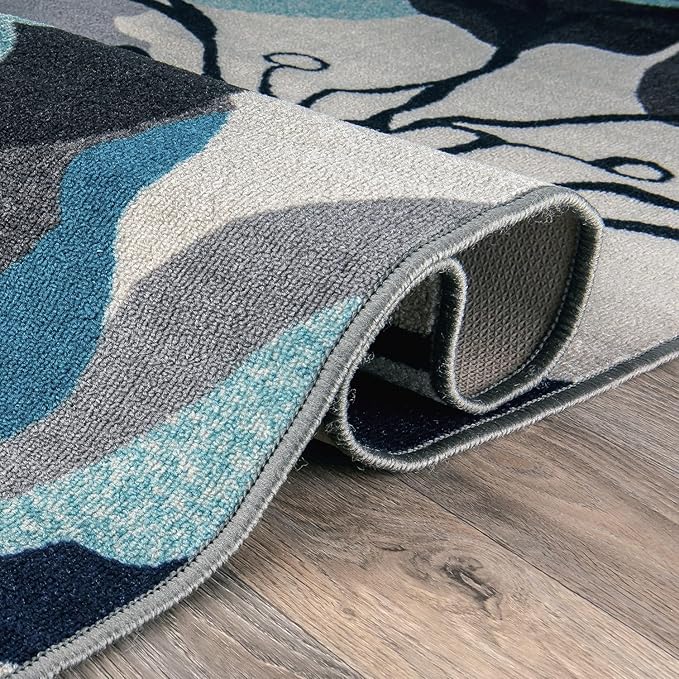 Rugshop Gray Large Floral Non-Slip Runner Rug Fade Resistant for Hallway, Entryway and Kitchen, 2'7" x 10'