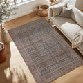 Kuden 4x6 Area Rug, Machine Washable Area Rug with Non-Slip Backing, Vintage Style, Soft, Easy Clean, Low Pile Rug for Living Room, Bedroom, Dining Room