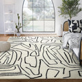 Abani Abstract Beige/Black Area Rug - 4'x6' - Modern Animal/Natural Lines Design - Deco Collection - Easy to Clean - Durable for High Traffic Areas - Bedroom, Office & Kitchen - Medium Pile