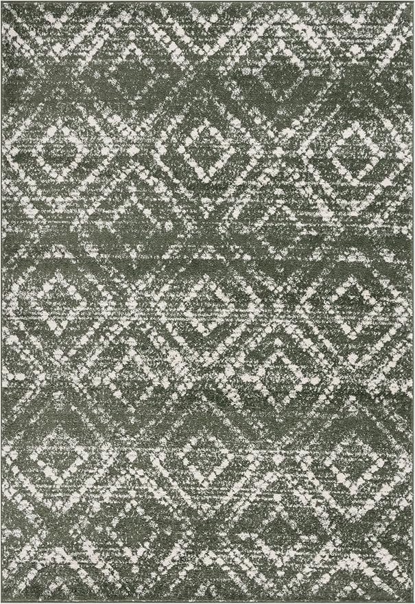 SAFAVIEH Adirondack Collection Area Rug - 3' x 5', Dark Green & Ivory, Geometric Design, Non-Shedding & Easy Care, Ideal for High Traffic Areas in Living Room, Bedroom, Dining (ADR131E-3)