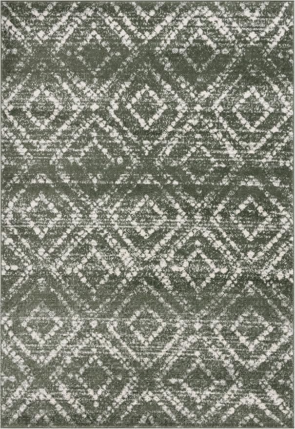 SAFAVIEH Adirondack Collection Area Rug - 5'1" x 7'6", Dark Green & Ivory, Geometric Design, Non-Shedding & Easy Care, Ideal for High Traffic Areas in Living Room, Bedroom, Dining (ADR131E-5)