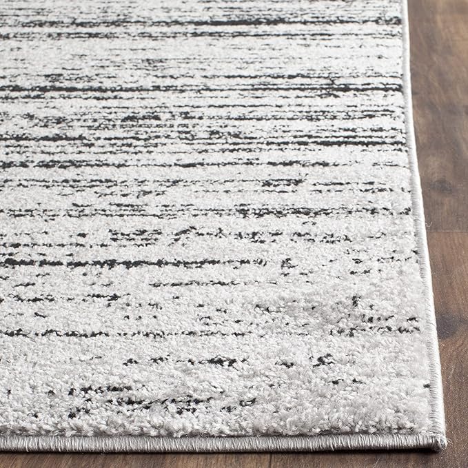 SAFAVIEH Adirondack Collection Area Rug - 8' Square, Silver & Black, Modern Ombre Design, Non Shedding & Easy to Clean, Ideal for Living Room, Bedroom, Office, Dining Space (ADR113A)