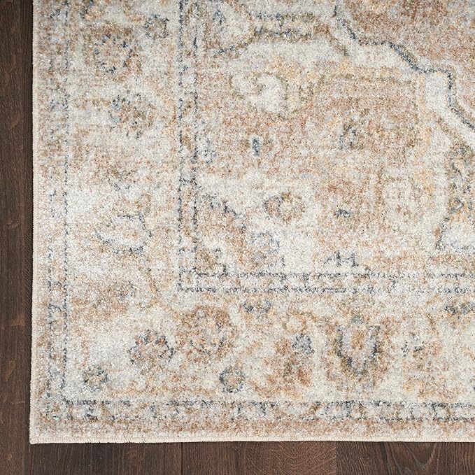 Nourison Home Astra Machine Washable Beige 9' x 12' Area Rug - Easy Clean, Non Shedding, Bed Room, Living Room, Dining Room, Kitchen (9' x 12')