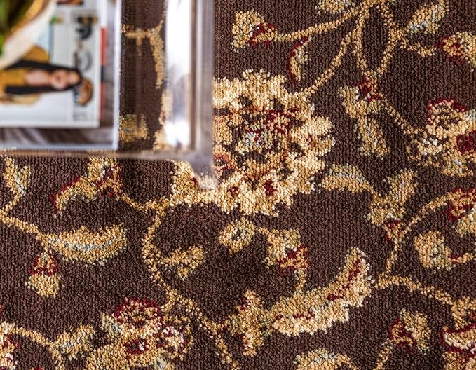 Unique Loom Voyage Collection Traditional Oriental Classic Intricate Design Area Rug (4' 0 x 4' 0 Square, Brown/Ivory)