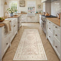 2x5 Beige Washable Vintage Area Rug for Living Room Bedroom Soft Tranditional Non Slip Runner Rug Lightweight Floral Low Pile Distressed Carpet Hallway Kitchen Bedroom Entrance